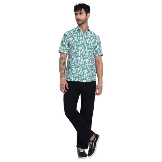 men s half-check shirt Cotton Printed Half Sleeve Beach Shirt for goa, Perfect for Men, Women, and Boys - Stylish Printed Shirts for Men GarmentGlobe