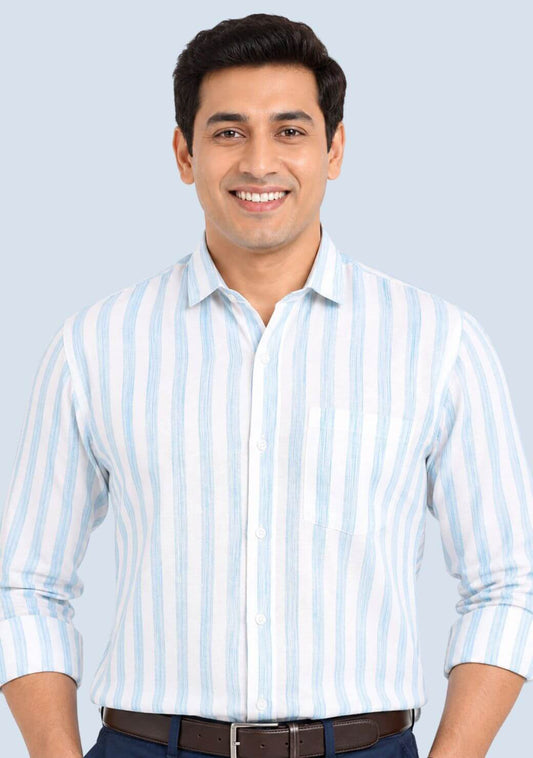 Khadi Cotton Men’s Check Shirt Slimfit, Full Sleeve