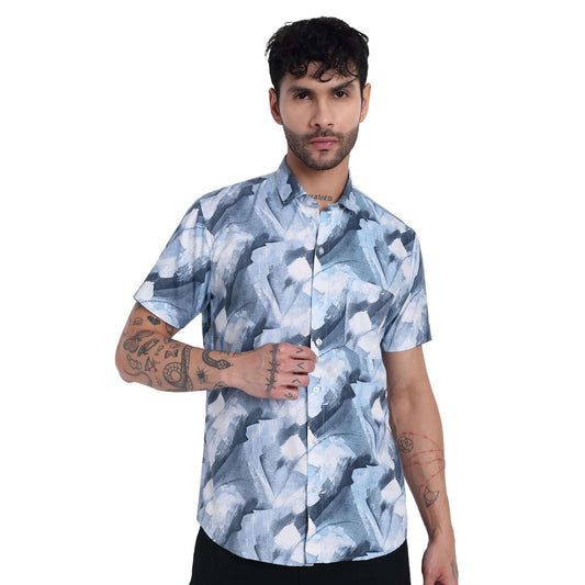 Men’s half-check shirt front view