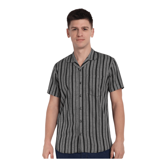 Front view of men’s half-check jute half sleeve shirt in India