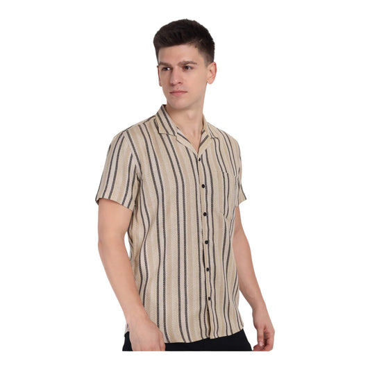 Side view of men’s half-check jute half sleeve shirt in India