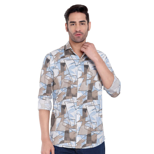 Front view of Garment Globe men’s cotton check printed shirt