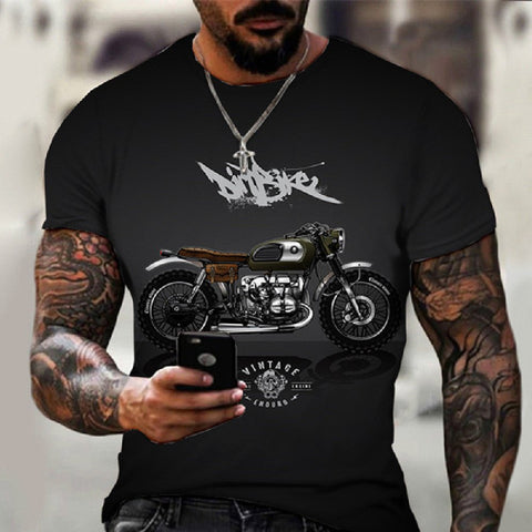 Vintage Motorcycle Series 3D Printing Men's Casual T-shirt - GarmentGlobe