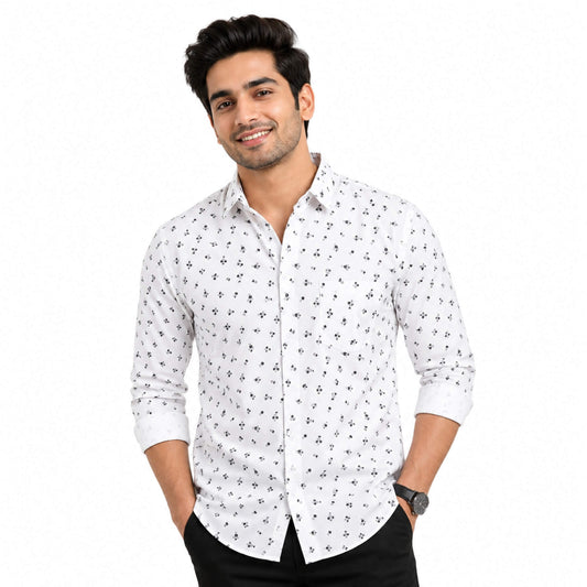Garment Globe Men's Cotton Printed Regular Fit Shirt Stylish Casual Shirt for Men