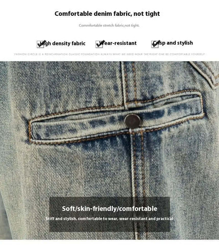 American Casual Yellow Mud Dyed Jeans Straight Loose GarmentGlobe