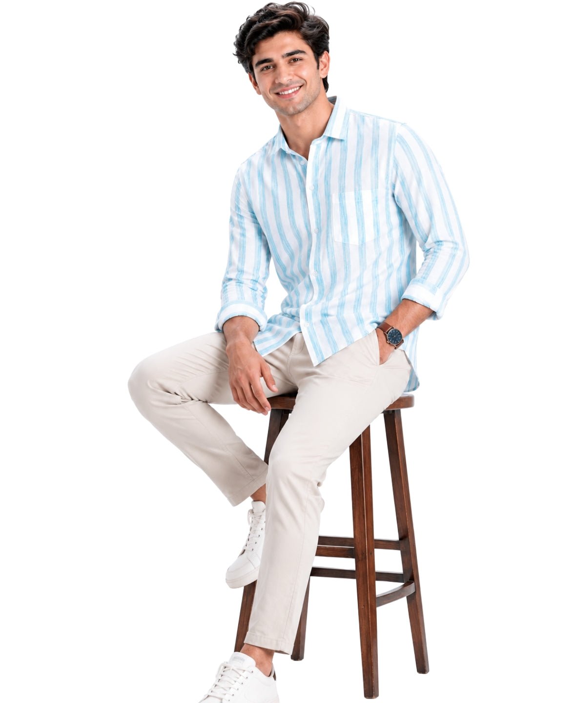 Khadi Cotton Men’s Check Shirt Slimfit, Full Sleeve - GarmentGlobe Style View 6