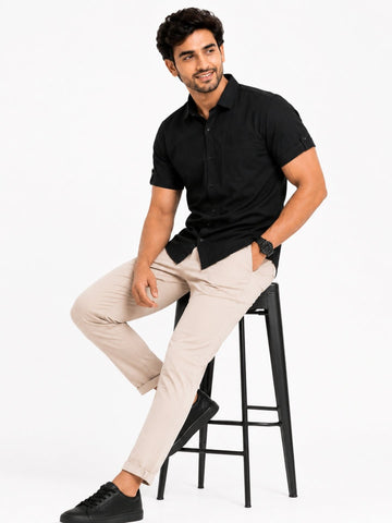 Men's Khadi Cotton Half Sleeve Shirt - Casual Ethnic Wear