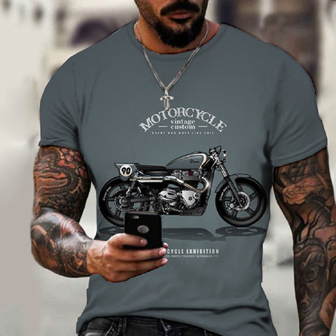 Vintage Motorcycle Series 3D Printing Men's Casual T-shirt - GarmentGlobe