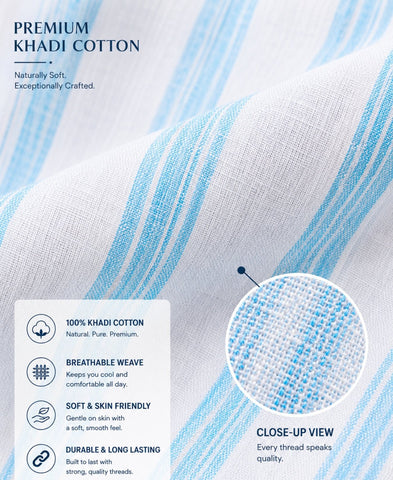 Khadi Cotton Men’s Check Shirt Slimfit, Full Sleeve