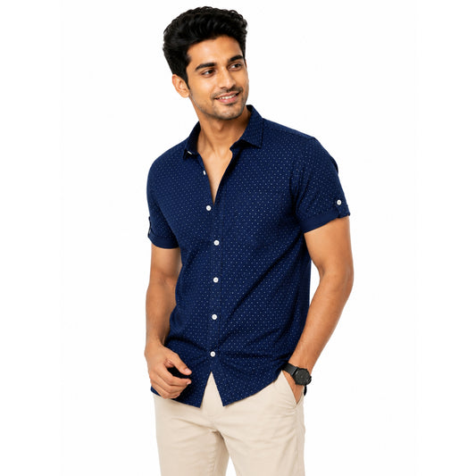 cotton half shirt front look blue