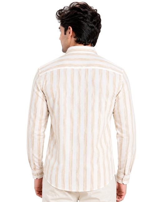 Men's Khadi Cotton Slim Fit Full Sleeve Formal Shirt Back View