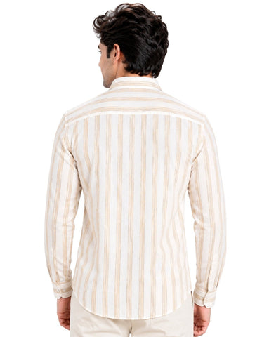 Men's Khadi Cotton Slim Fit Full Sleeve Formal Shirt Back View