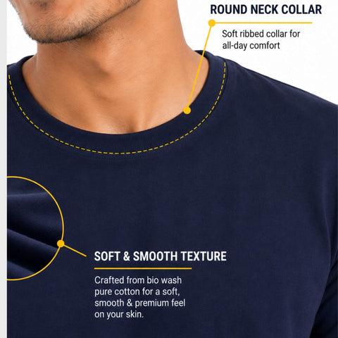 Men’s Cotton T-Shirt – Bio-Washed, Casual & Comfortable