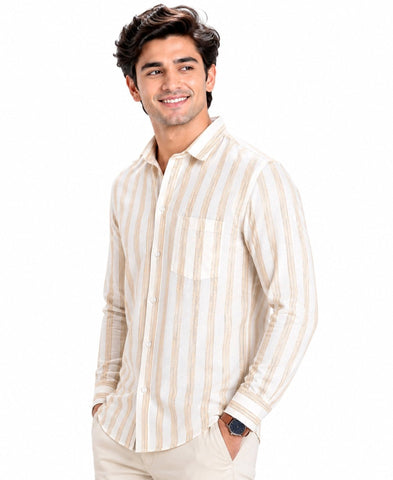 Side View of Men's Khadi Cotton Slim Fit Formal Shirt