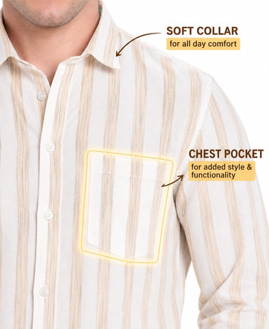 Close-up of Khadi Cotton Fabric on Men's Formal Shirt