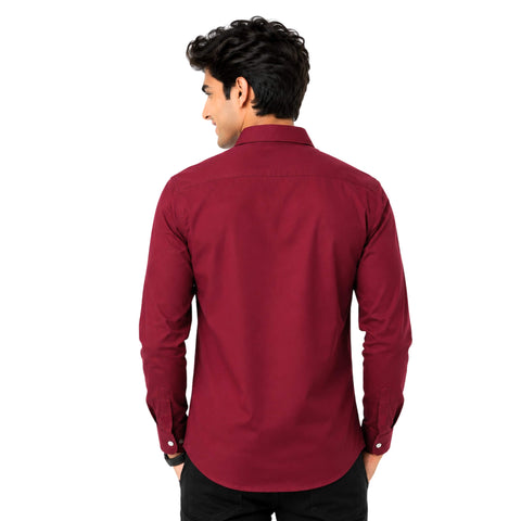 back look red shirt