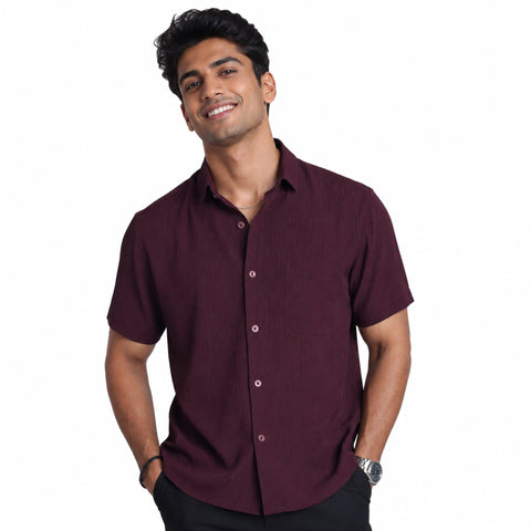 Men’s Half-Check Shirt – Poly-Cotton, Short Sleeve