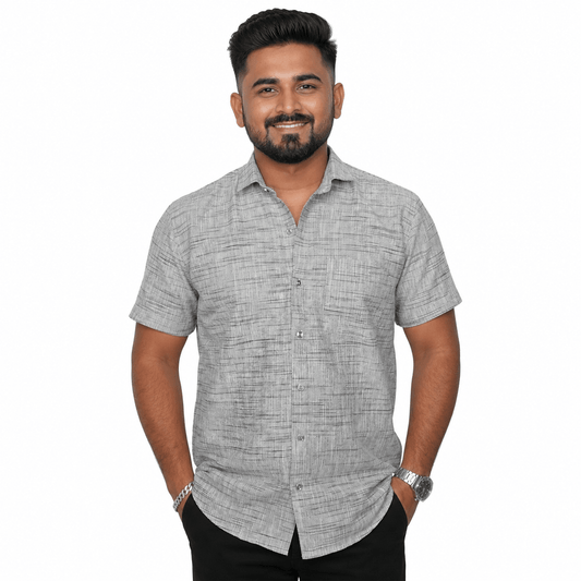 khadi half shirt front look