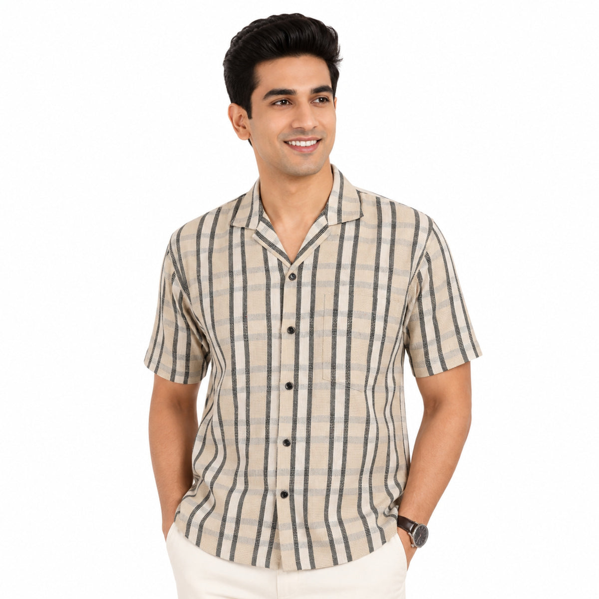 Squire Check Jute Half Sleeve Shirt for Men | Garment Globe