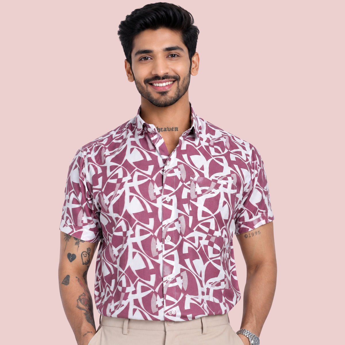 Men’s Half-Check Beach Shirt for Goa Printed Shirt