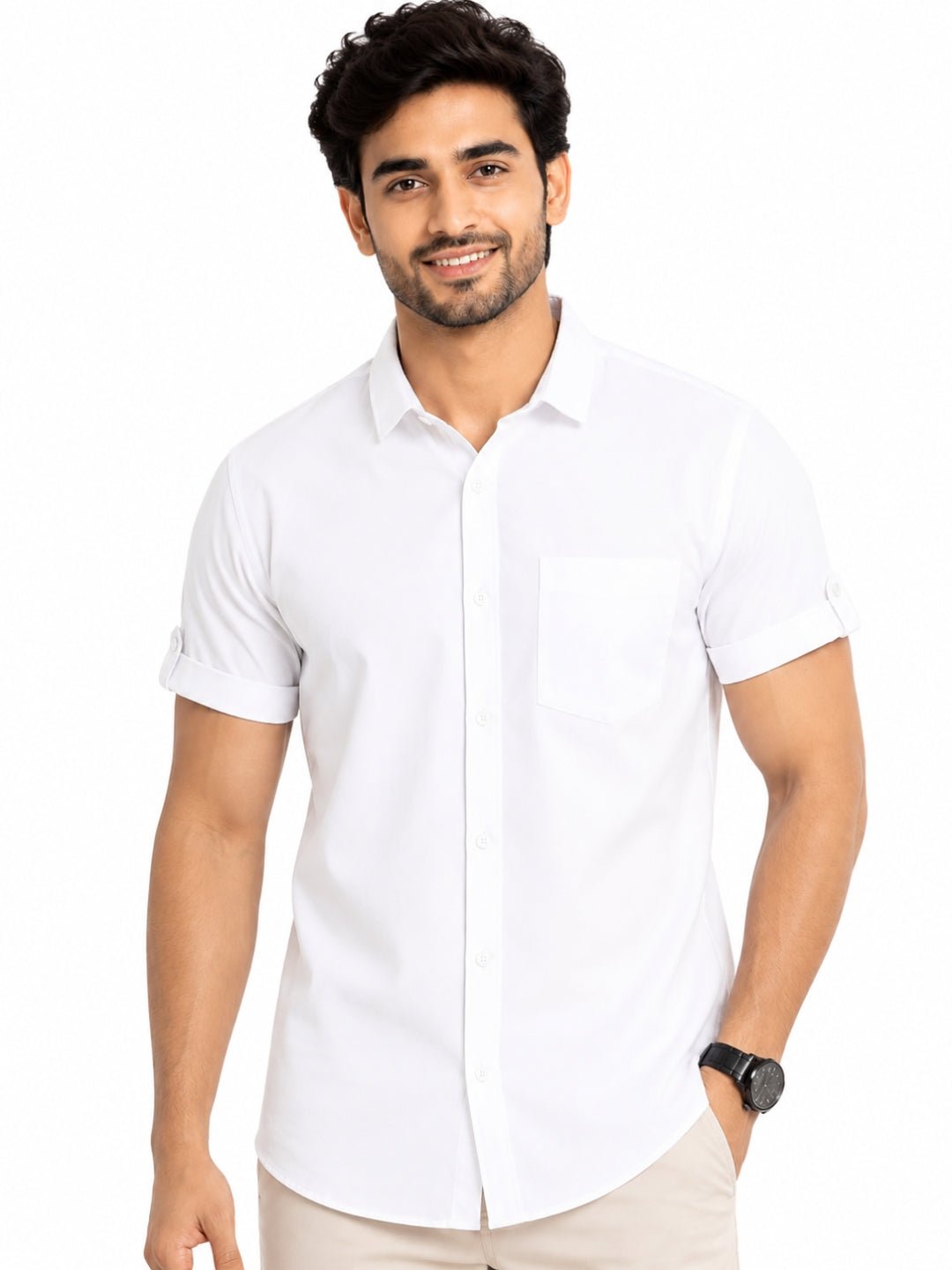 Men's Khadi Cotton Half Sleeve Shirt - Casual Ethnic Wear