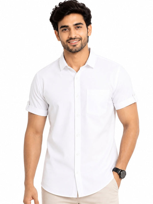 Men's Khadi Cotton Half Sleeve Shirt - Casual Ethnic Wear