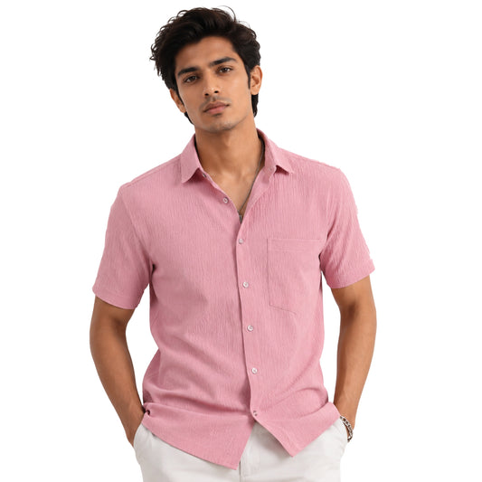 Garment Globe Men’s Casual Slimfit Half-Check Shirt