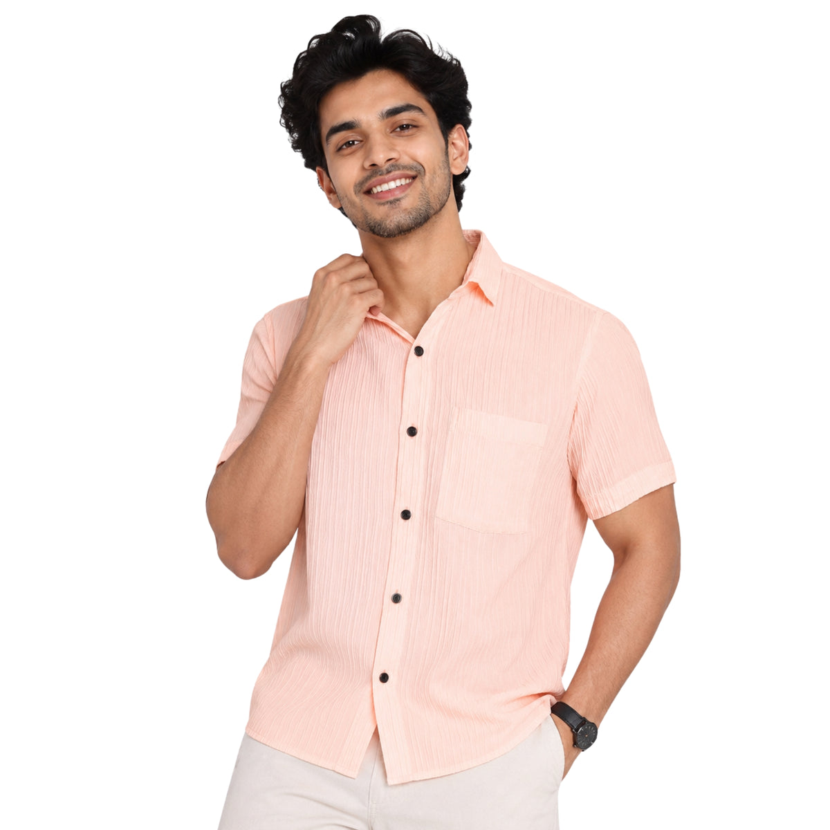 Garment Globe Men's Half-Check Cotton Shirt