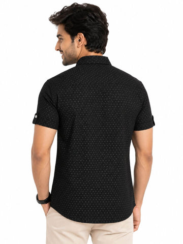 Men's Cotton Blend Casual Shirt | Half Sleeve Dot Printed Shirt | Regular Fit | Soft & Breathable Fabric | Stylish Collared Button-Down Summer Shirt for Men