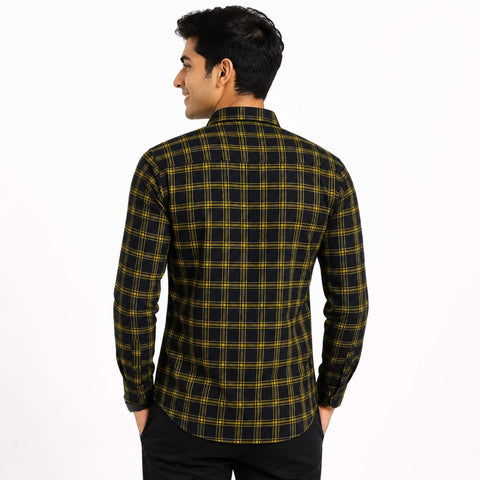 Garment Globe Men's Blue Check Shirt Khadi Cotton, Office & Home