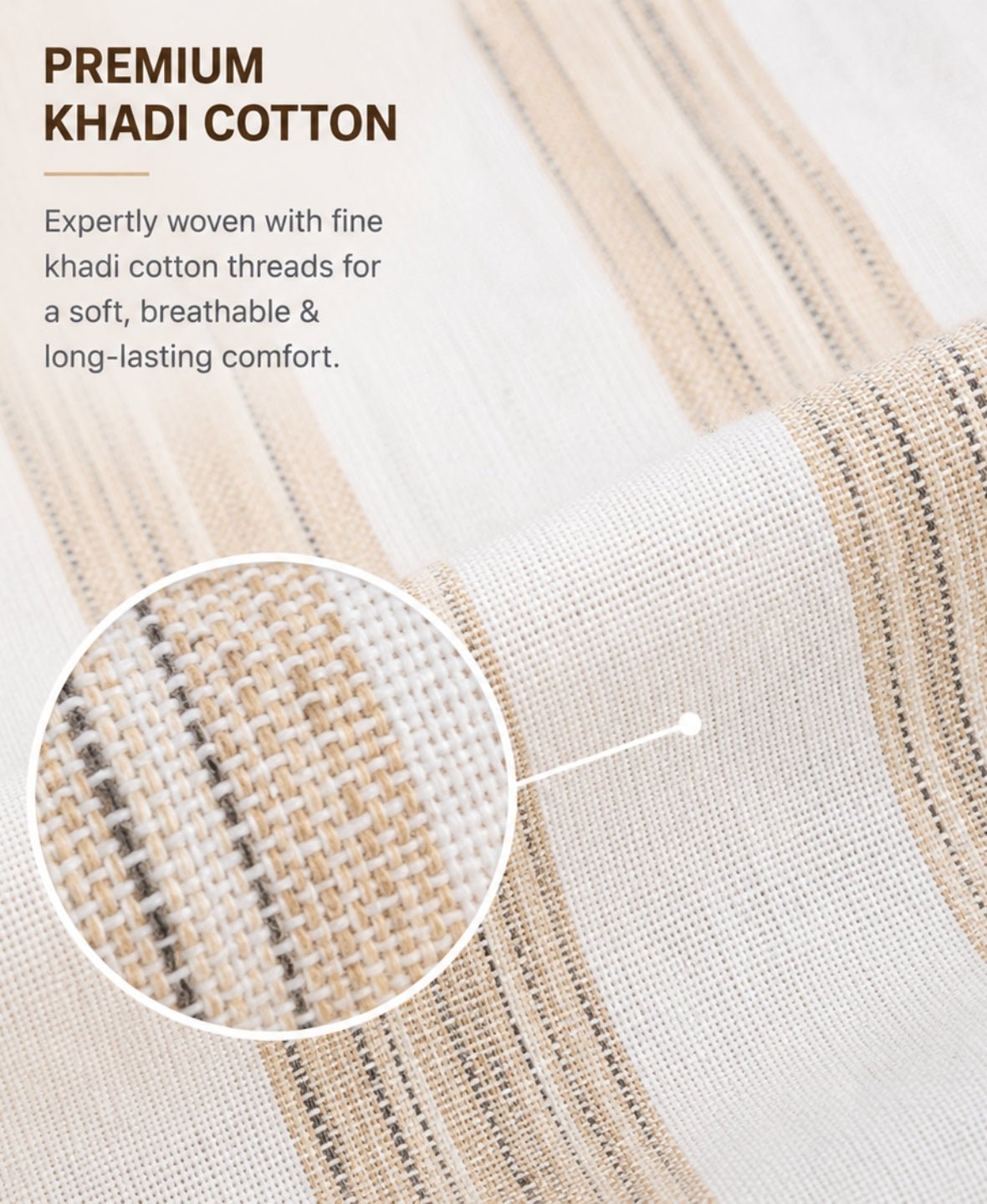 Full Sleeve Cuff Detail on Men's Khadi Cotton Shirt fabric