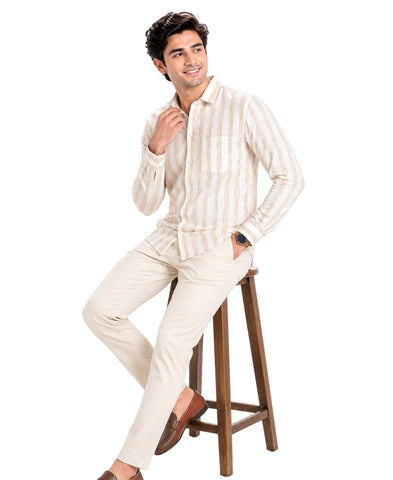 Classic Collar Detail on Men's Khadi Cotton Formal Shirt
