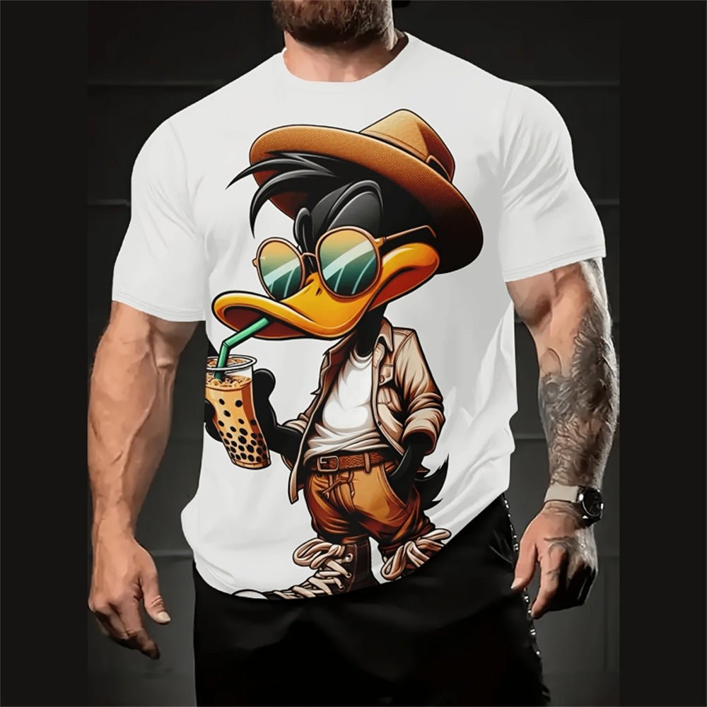 Men's Casual Loose Cartoon 3d Printed Short Sleeve - GarmentGlobe