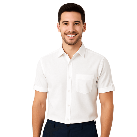 Garment Globe Men's Khadi Cotton Half Sleeve Shirt with Pocket and Sleeve Loop – Casual Ethnic Wear - GarmentGlobe
