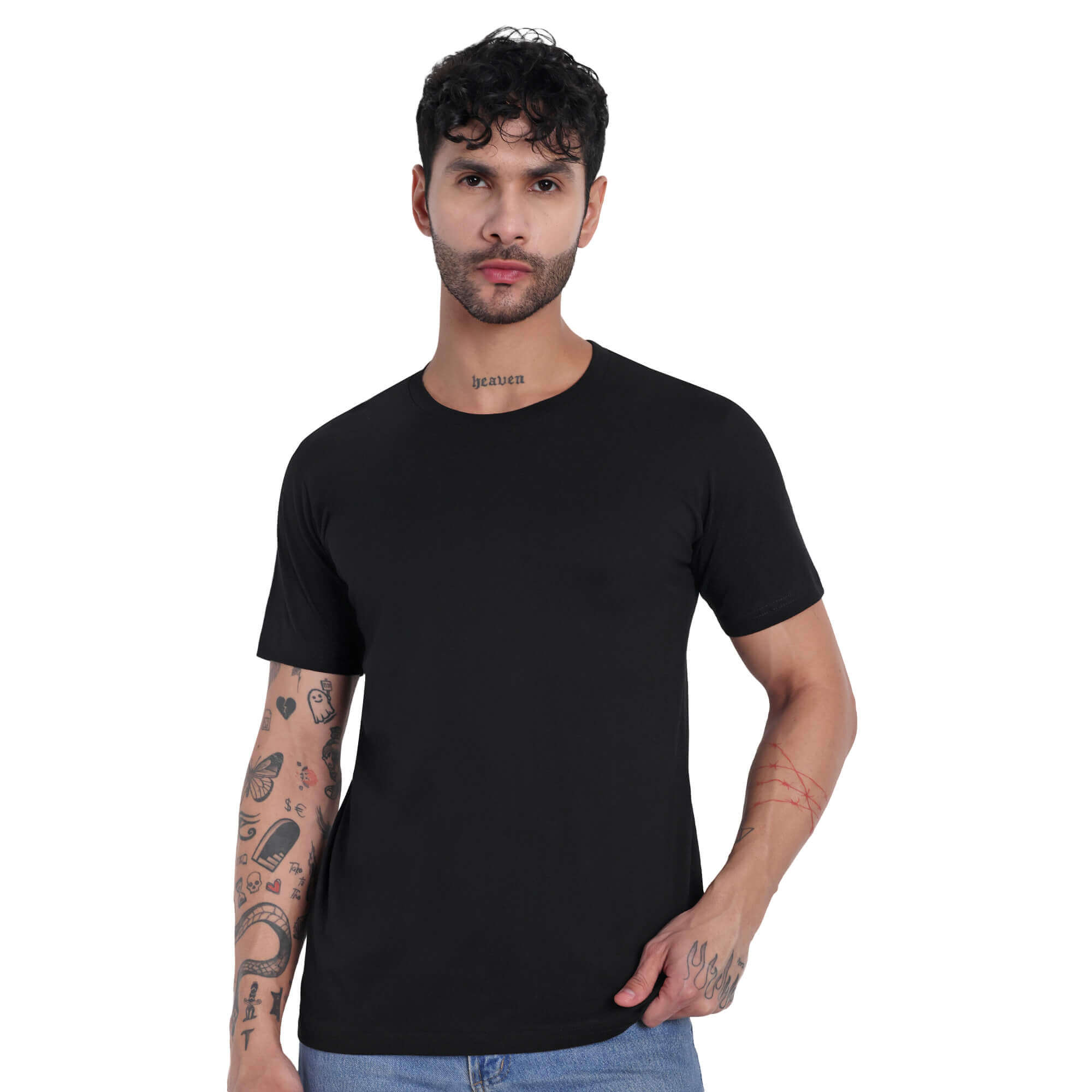 Black & White 100% Cotton T-Shirts + Checkered Half Shirt Poly-Cotton All Sizes