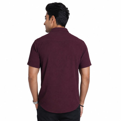 Men’s Half-Check Shirt – Poly-Cotton, Short Sleeve