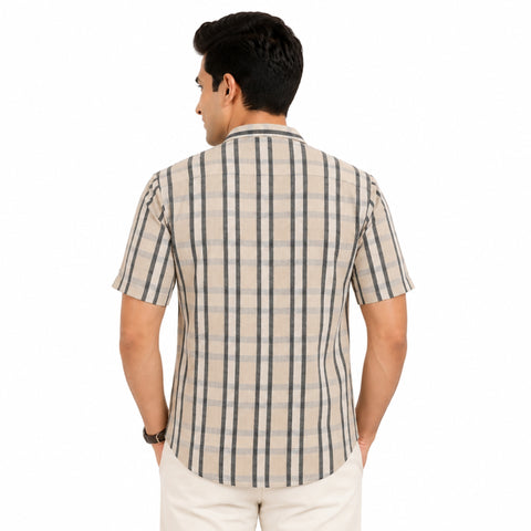 Squire Check Jute Half Sleeve Shirt for Men | Garment Globe