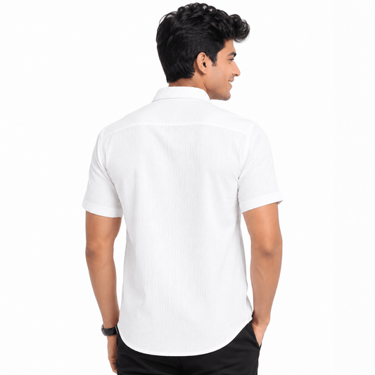Garment Globe Men's Casual Half Shirt Slimfit Popcorn Check