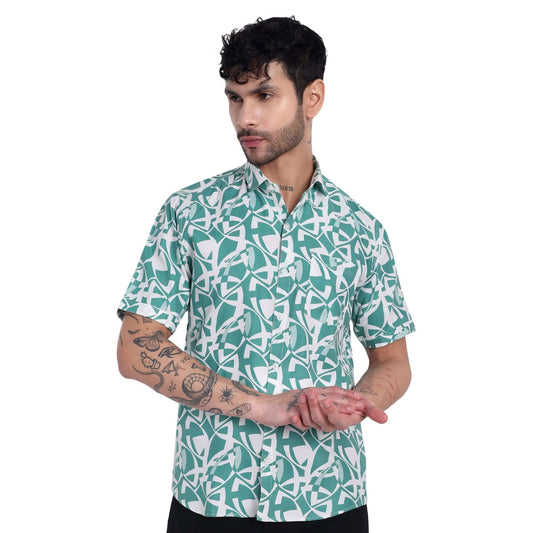 men s half-check shirt  Cotton Printed Half Sleeve Beach Shirt for goa, Perfect for Men, Women, and Boys - Stylish Printed Shirts for Men GarmentGlobe