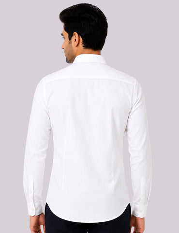 Garment Globe Men's Cotton Blend White Shirt | Regular Fit Full Sleeve Casual & Formal Shirt for Men | Soft Collar | Breathable Office Wear Shirt