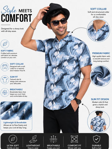 Garment Globe Men’s Half-Check Shirt Slim Fit