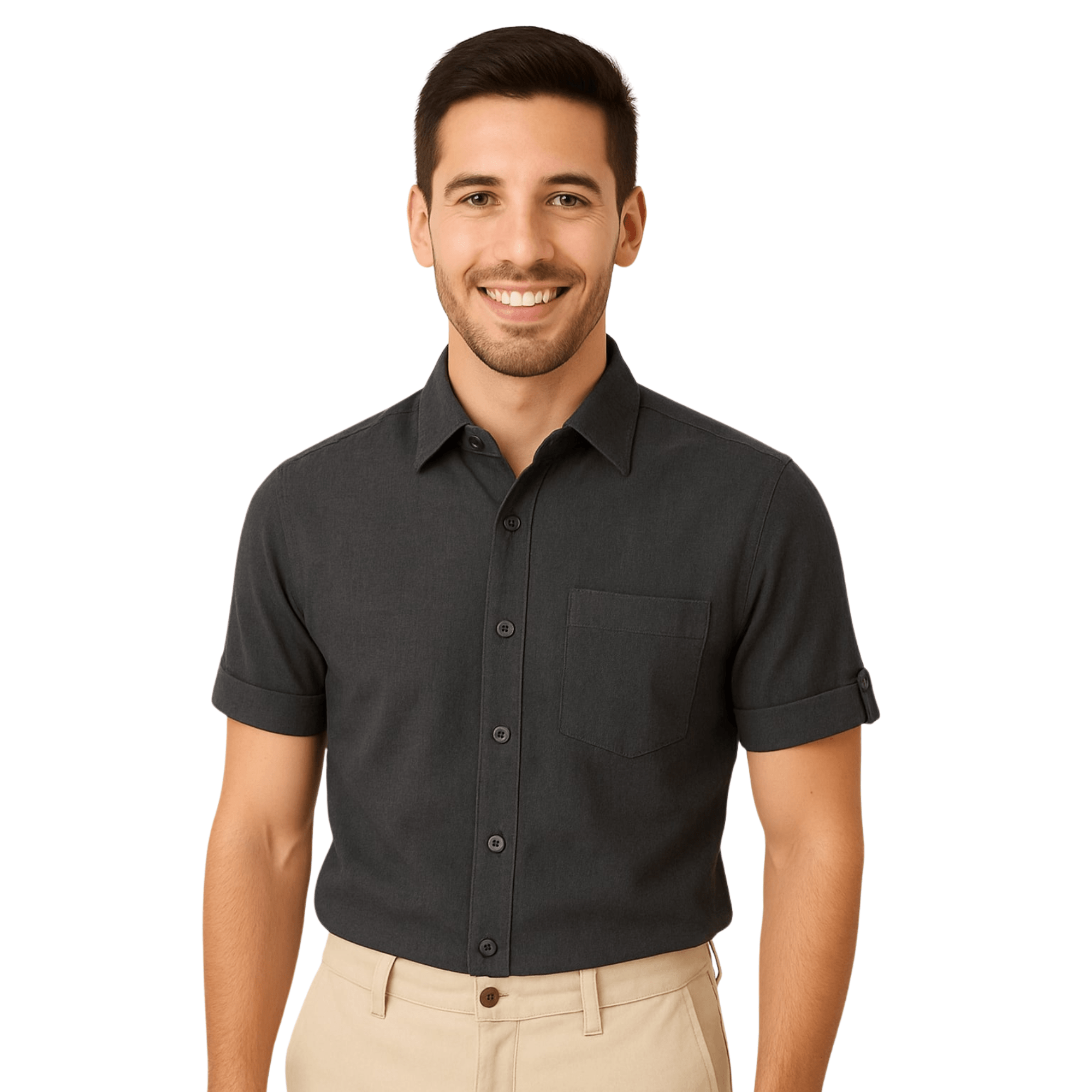 Garment Globe Men's Khadi Cotton Half Sleeve Shirt with Pocket and Sleeve Loop – Casual Ethnic Wear - GarmentGlobe
