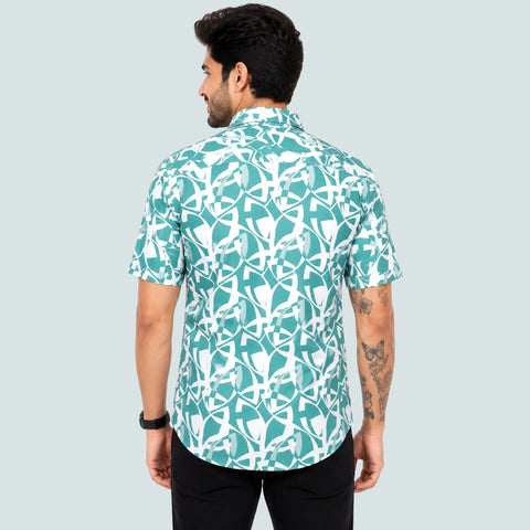 Men’s Half-Check Cotton Printed Half Sleeve Shirt