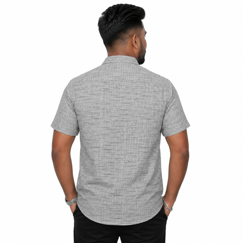 Men's Khadi Cotton Half Sleeve Casual Shirt | Soft & Breathable Regular Fit Shirt | Grey
