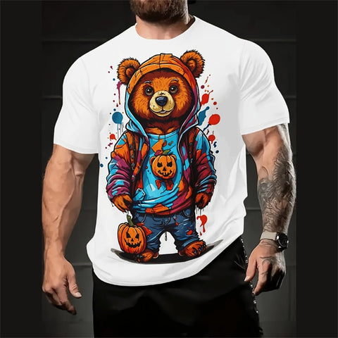 Men's Casual Loose Cartoon 3d Printed Short Sleeve - GarmentGlobe