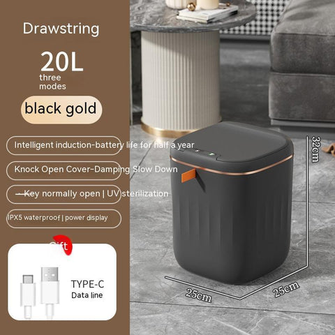 Smart Trash Can With Lid For Bedroom And Living Room Kitchen Storage Box Trash Can Induction Small Car Box Automatic Smart Dustbin Smart Trash Bin - GarmentGlobe
