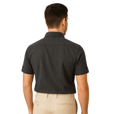 Garment Globe Men's Khadi Cotton Half Sleeve Shirt with Pocket and Sleeve Loop – Casual Ethnic Wear - GarmentGlobe