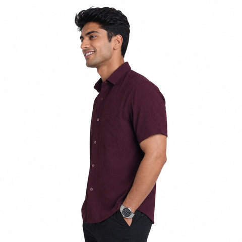 Men’s Half-Check Shirt – Poly-Cotton, Short Sleeve
