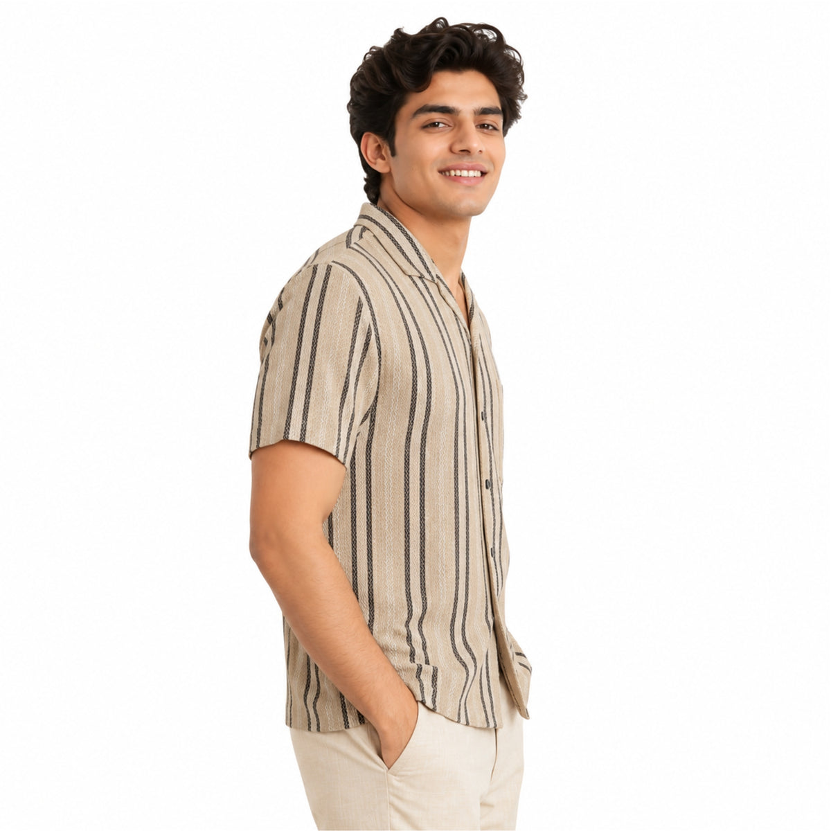 Men’s Half-Check Jute Shirt - Side / Back Profile