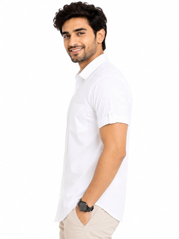 Men's Khadi Cotton Half Sleeve Shirt - Casual Ethnic Wear